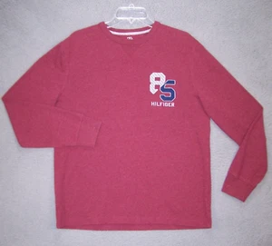 Tommy Hilfiger Sweatshirt Adult Large Burgundy Long Sleeve 85 Logo Crew Neck Men - Picture 1 of 10