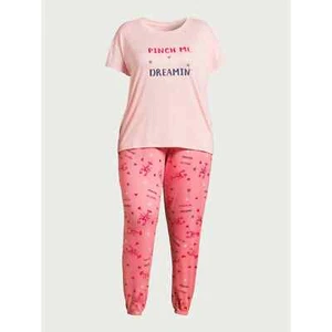 Joyspun Short Sleeve T-Shirt Jogger Pants Sleep 2PC Set Plus Size 3X Pink Soft - Picture 1 of 5