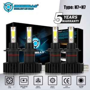 IRONWALLS LED Kit de conversión de haz alto bajo Bombillas H7 Blanco 6000K Plug & Play 4x - Imagen 1 de 12