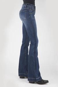 Stetson Womens 921 High Waist Flare Fit Blue Cotton Blend Jeans - Picture 1 of 3