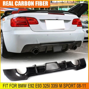 Carbon Fiber Rear Bumper Diffuser Lip For BMW E92 E93 325i 335i M Sport 2008-11 - Picture 1 of 10