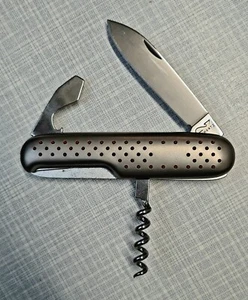 Richartz Taschenmesser, Mit roten Noppen. Messer, Flaschenöffner, Korkenzieher. - Bild 1 von 2