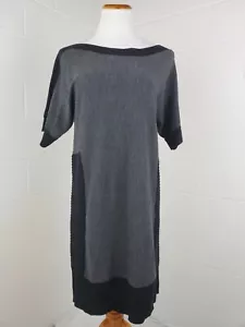 Connected Apparel Gray Black 1980s Style Geometric Pattern Sweater Dress Size L - Picture 1 of 12
