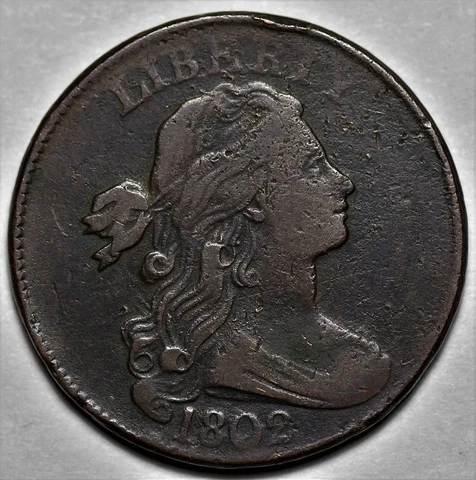 1802 Draped Bust Large Cent - Stemless - US 1c Copper Penny Coin - L36 Cover