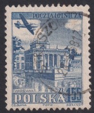 POLAND 1954 Airplane over Historic Buildings. Good Used   (p439)