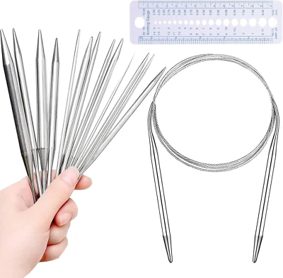 Wendergo 80 Cm Circular Knitting Needles Set, Stainless Steel Circular Knitting