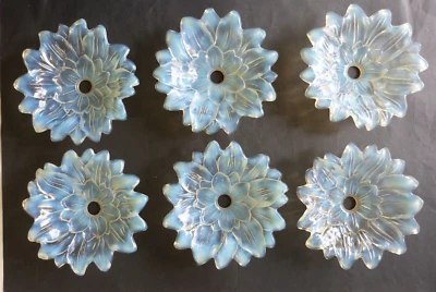 6 coupelles tulipe de lustre  verre opalescent art déco signées R Frontisi Paris - Photo 1/4