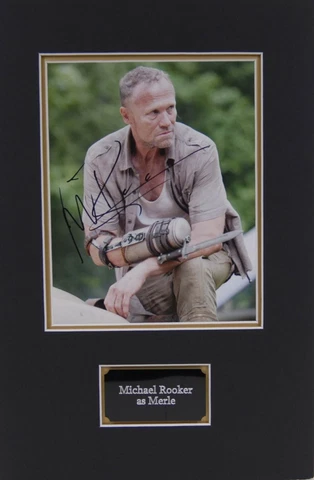 Michael ROOKER Signed Mounted 10x8 Photo AFTAL COA MERLE DIXON The Walking Dead Cover