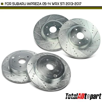 4Pcs Drilled Brake Rotor for Subaru Impreza 2008-2014 WRX STI 13-17 Front & Rear - Image 1 of 4