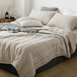 Feather Grey Super Soft Stone Washed Microfiber Ethan 3 pc Quilt Set QUEEN SIZE - Picture 1 of 6