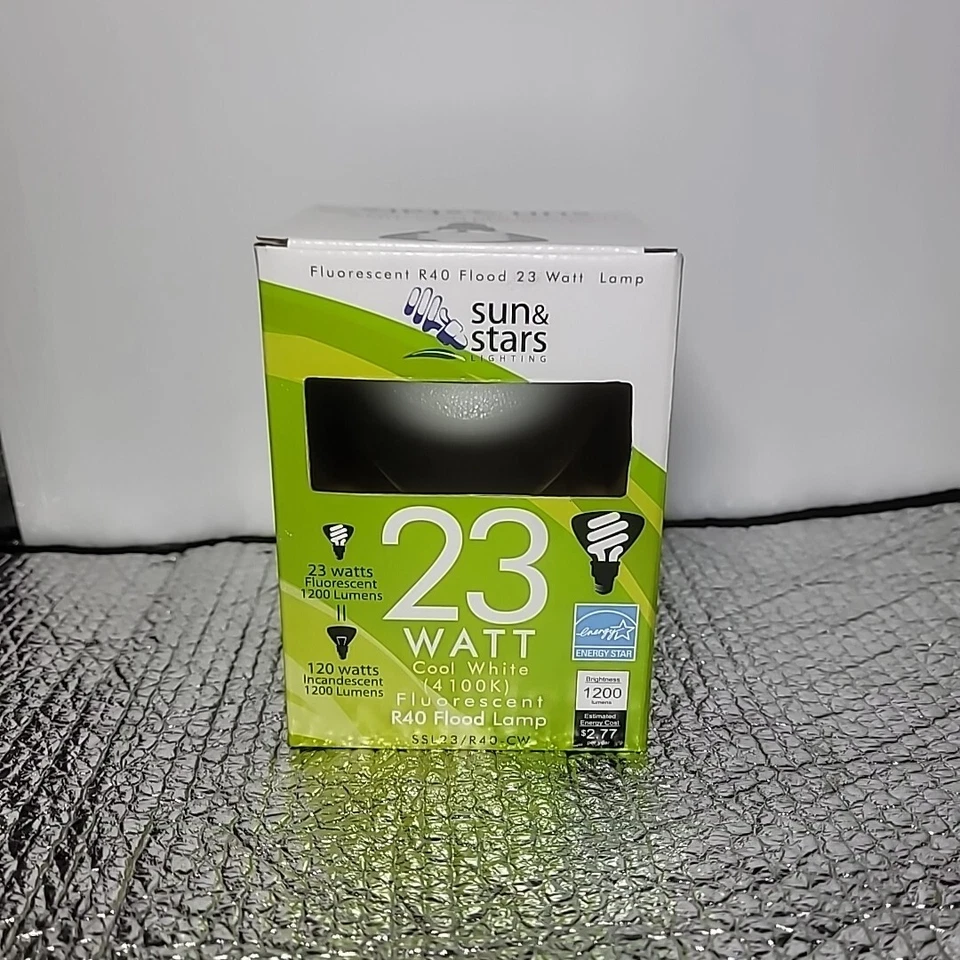 23W R40 Fluorescent Flood Light Bulb Lamp SSL23-R40/CW Cool White 4100K Sun&Star - Image 1 of 4