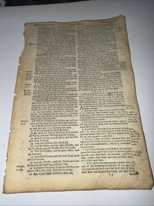 1634 KING JAMES BIBLE LEAF PAGE DEUTERONOMY 14:15-16:18 GENEROUS And CARING - Bild 1 von 3