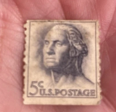 Vintage George Washington Blue 5 Cent Stamp - Image 1 of 2