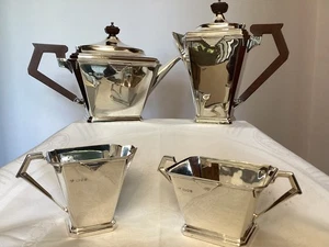 Hervorragendes antikes Art Deco vierteiliges 925 Sterling Silber Teeservice London 1933 - Bild 1 von 20