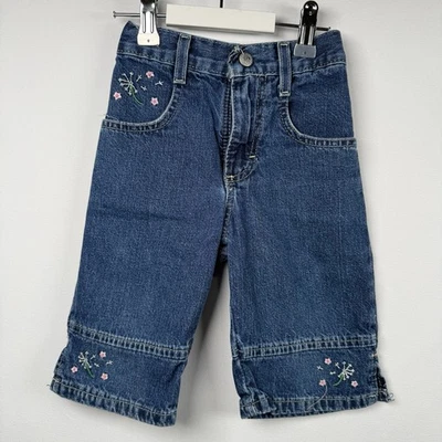 Jeans de mezclilla vintage años 90 para niñas Riders con flores bordadas florales talla 2T Foto 1 de 4