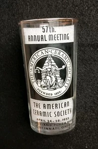 THE AMERICAN CERAMIC SOCIETY 1955 Vintage Tumbler Glass Cincinnati Ohio 57th - Picture 1 of 10
