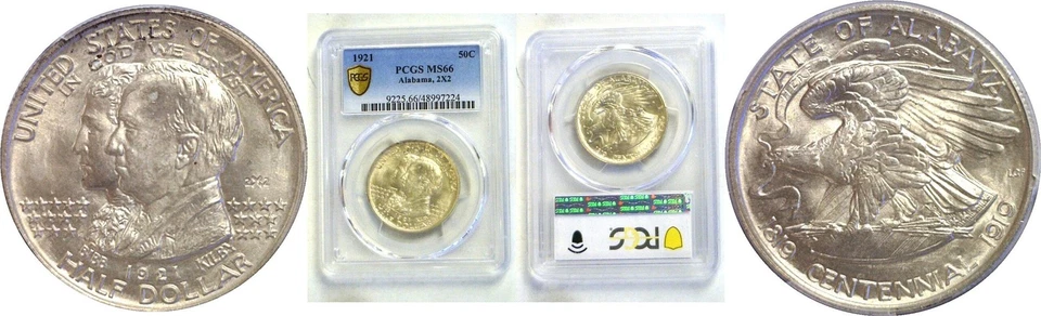 1921 50C Alabama, 2x2. Commemorative Half Dollar PCGS MS-66 - Image 1 of 1