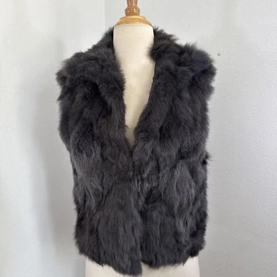 Adrienne Landau Vest Dyed Rabbit Fur Navy S Luxury Mob Wife Glam Statement - Image 1 of 4