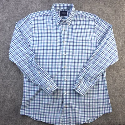 Camisa Charles Tyrwhitt Grande Calce Ajustado Azul A Cuadros Manga Larga Algodón con Botones Foto 1 de 4