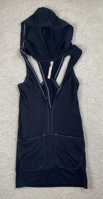 Free People Beach Shirt Top Womens XS Black Hooded Tank Cover Up Dress Boho - Image 1 of 4