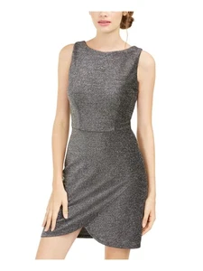 B DARLIN Womens Silver Sleeveless Mini Sheath Dress Size: 5\6 - Picture 1 of 3