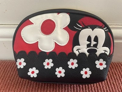 Disney Store Minnie Mouse Make Up bag Red Black White Flowers Embroided - Image 1 of 4
