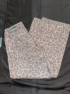 Jeans Wild Fable donna 4 beige stampa leopardata vita bassa larghi rigidi 31 cuciture interne - Foto 1 di 14