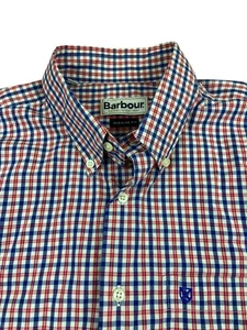 Camisa Barbour Para Hombres XL Calce Regular Roja Azul Cuadros Camisa con Botones - Imagen 1 de 5