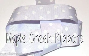 Cinta de grosgrain de lunares 1,5 pulgadas x 1 yarda (3 pies de cinta cortada) LILA PLATEADA - Imagen 1 de 2