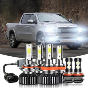 For RAM 1500 2500 3500 Big Horn Crew Cab Pickup 2019-2023 LED Headlight+Fog Bulb - Picture 1 of 23