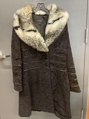 Chaqueta larga para mujer negra/blanca de piel sintética Damselle NY talla L Foto 1 de 3