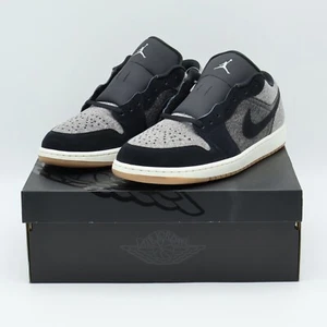 HJ4360-001 Nike Air Jordan 1 Low Dark Black Denim Light Smoke Grey Sail (Men's) - Picture 1 of 10
