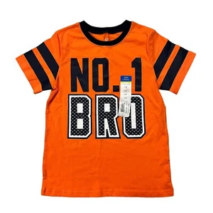 NEW Okie Dokie Kids Boy No 1 Bro Cotton Tee T-Shirt Top Size L6 Orange - Picture 1 of 4