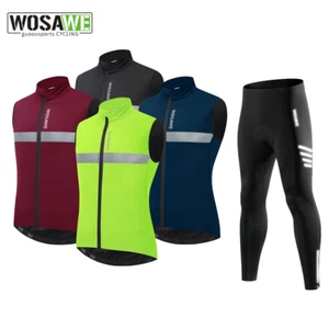 WOSAWE Winter Men's Cycling Clothing Warm Reflective Vest Padded Fleece Trousers - Picture 1 of 26