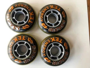 Tek Energy Hockey 72mm 82A Rodillo Palas Lote 4 Nuevo Antiguo Stock Negro Naranja Rueda - Imagen 1 de 12