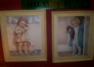 Bessie Pease Gutmann "Love is Blind" Girl & "Good Morning" Boy Framed Prints  - Picture 1 of 8