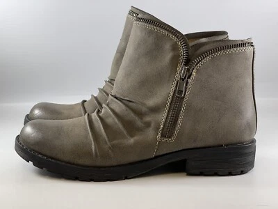 Natural Soul Boots Womens 7M Taupe Slouch Ruched Side Zip Round Toe Ankle Bootie - Image 1 of 4