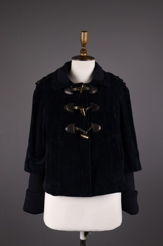 KENZO Giacca borsone nero di design velluto a coste taglia 42