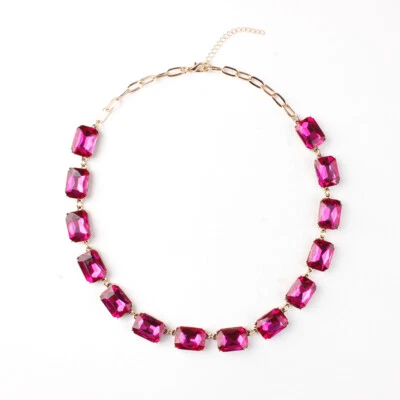 Gargantilla cuadrada de cristal de vidrio dorado para mujer diamantes de imitación regalo de verano Foto 1 de 4