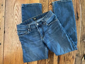 Boys Lee straight fit blue jeans Sz 12 regular adjustable waist GUC - Picture 1 of 2