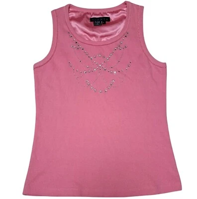 Ninety "Rare" Retro Women's Rhinestone Butterfly Pink Tank Top L - Image 1 of 4