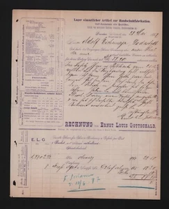 Dresden, invoice 1887, Ernst Louis Gottschald lining linen thread - Picture 1 of 2