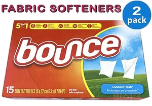 Suavizantes de telas BOUNCE para exteriores frescos perfumados para lavandería y secadora 15 hojas 2 cajas - Imagen 1 de 2