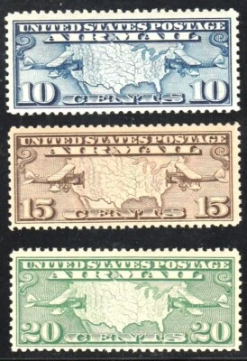 Scott#C7-8-9  Mint NH OG 1926-27 10c-20c Airmail Stamp Set Well Centered - Image 1 of 2