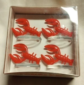 Retro Lucite Lobster Themed Placecard Holders Set Of 4 New In Box - Picture 1 of 9