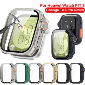 PC Tempered Glass Screen Protector Case For Huawei Watch Fit 3 Change to Ultra 2 - Picture 1 of 60