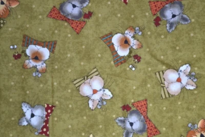 QUILTING SEWING COTTON FABRIC UNWASHED FELINE FREINDS THE WHOLE COUNTRY CABOODLE - Image 1 of 4