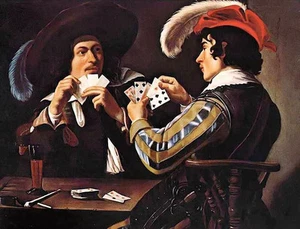 Oil painting theodoor rombouts - Two young men playing the card - players canvas - Picture 1 of 1