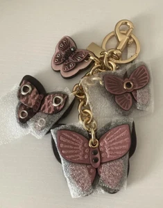 coach butterfly cluster Bag charm/ Keyring Pink-rare With It’s Pouch - Picture 1 of 8
