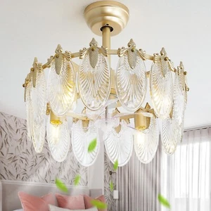 20 Inch Gold Crystal Fandelier Ceiling Fan with Light, Mid Century Gold Fande... - Picture 1 of 9